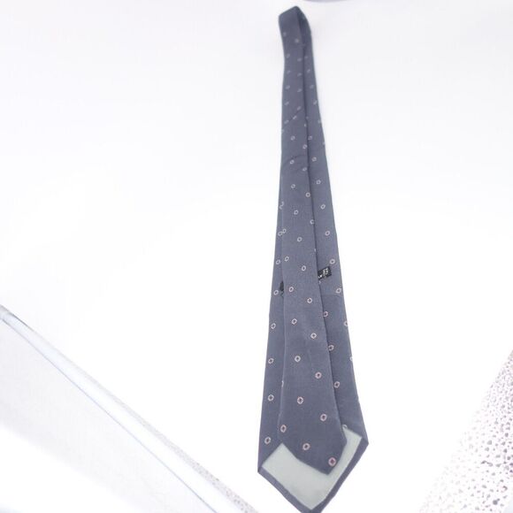 Vintage Mario Valentino 100% Italian Silk Men's Neck Tie Gray Blue Geometric - Picture 4 of 8